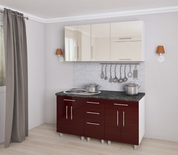 2а..(bordo) Bucătărie modulară "REDUCERE - 1,6 м" cu fațadă MDF (High Gloss) - imagine 1