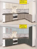 Bucătărie modulară de colț 3.4×1.7m cu fațadă MDF-2 (pelicula) - imagine 3