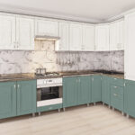 Угловая кухня 3,4х1,7м с фасадами из панелей МДФ-2 (плёнка)