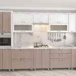 Угловая кухня ЭКО 4,1х 0,9 м(стекло) с фасадами из панелей МДФ-2 (плёнка)