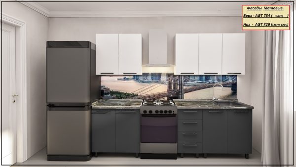 Bucatarie " Elena "2.0м cu fatade din panouri mate AGT (Trendy Panel). - imagine 4