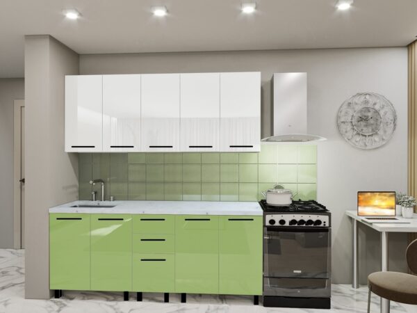 ElenA 2.0 Bel+Green Кухня "REDUCERE - 1,8 м" (Елена) с фасадами из глянцевых панелей МДФ (High Gloss) — изображение 1