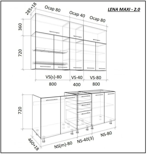 Bucătărie modulară „Elena-Maxi” 2m cu fațadă MDF (High Gloss) - imagine 2