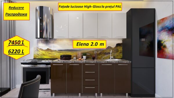 Bucătărie modulară "REDUCERE - 2,0 м"(Elena) cu fațadă MDF (High Gloss) - imagine 2