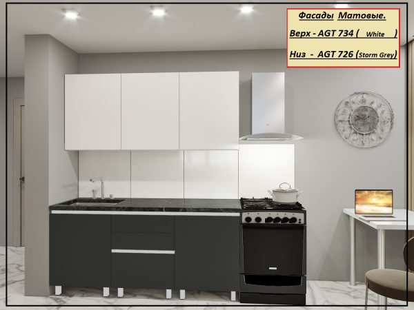 Bucatarie " GOLA - 0 " 1.8м cu fatade din panouri mate AGT (Trendy Panel). - imagine 3