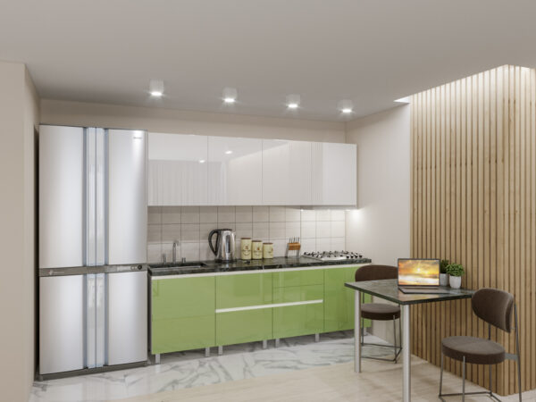 Кухня "Гола-2" (2.4м) с фасадами из глянцевых панелей МДФ (High Gloss)