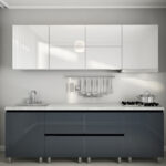 Кухня "Гола-3" 2.4м. (ВВЕРХ) с фасадами из глянцевых панелей МДФ (High Gloss)