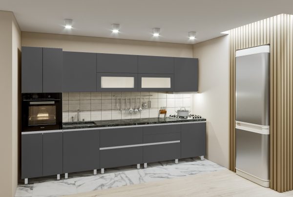 Кухня "GOLA - 5" 3.4м с фасадами из матовых панелей AGT (Trendy Panel). — изображение 1