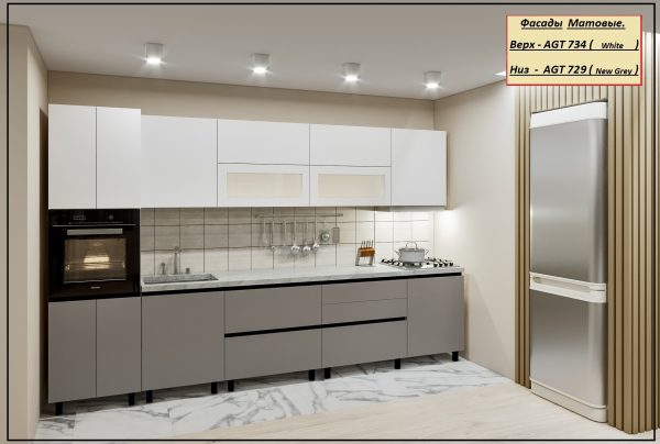 Кухня "GOLA - 5" 3.4м с фасадами из матовых панелей AGT (Trendy Panel). — изображение 2