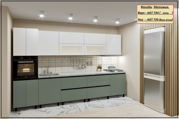 Кухня "GOLA - 5" 3.4м с фасадами из матовых панелей AGT (Trendy Panel). — изображение 3
