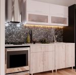 Bucătărie modulară „Mini Modern” 1,6m cu sticla (fațadă MDF  luciu ) - imagine 6