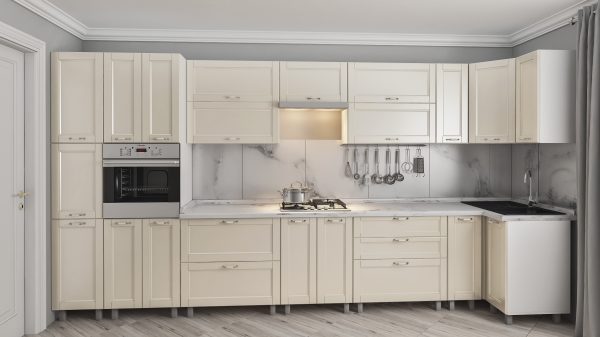 Краска Эко 4.1 Беж + Беж Модерн Кухня "Эко" 4.1 х 0.9м с крашенными фасадами. Фасад «Модерн». — изображение 3