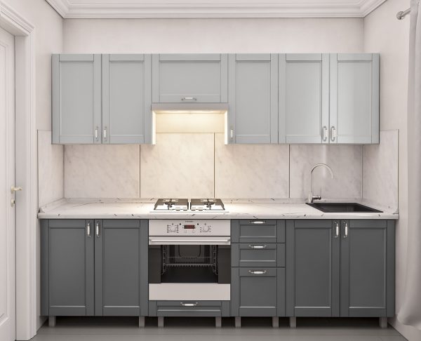 Краска Юля 2.6 Св серый+ Серый Модерн. Bucatarie "Iulea " 2.6m cu fatade vopsite. Fațadă frezată "Modern" - imagine 1