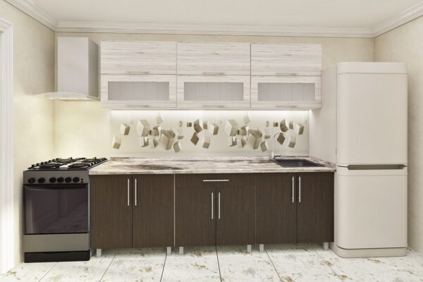 kuhni-ldsp-jelit-modern-18m_-20m.jpg Bucataria "Elite" Modern cu sticla 2m cu fațadă PAL 18mm - imagine 1