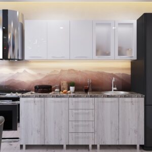 Кухня "Елена" 1,8м с фасадами из глянцевых панелей МДФ (High Gloss)