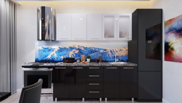 lena-bel-ciorn-1.jpg Кухня "Елена" 1,8м с фасадами из глянцевых панелей МДФ (High Gloss) — изображение 5