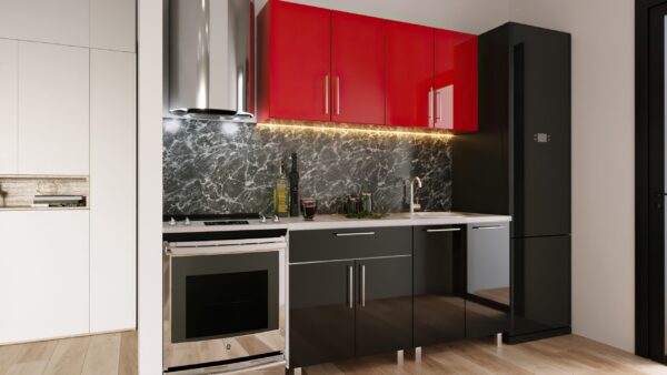 mini-1.6-krasn-chern.jpg Bucătărie modulară "Mini" 1,6m cu fațadă MDF luciu (High Gloss) - imagine 6