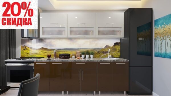 Modern 1.8-2.4 Braun Bucătărie modulară "REDUCERE - 2,2 м"(Modern) cu fațadă MDF (High Gloss) - imagine 1