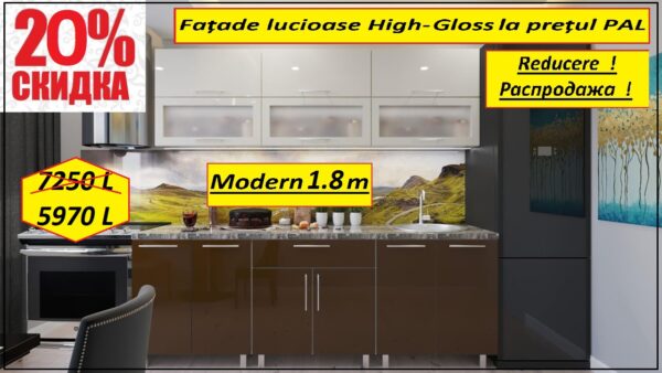 Bucătărie modulară "REDUCERE - 1,8 м"(Modern) cu fațadă MDF (High Gloss) - imagine 2