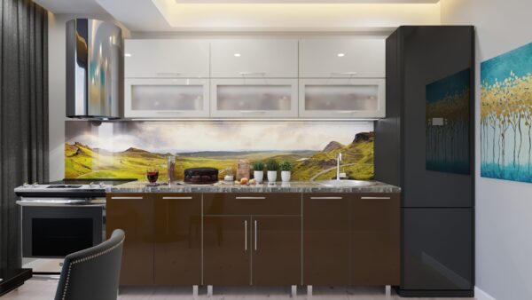 modern-2.4-bej-cor.jpg Кухня "Модерн" Стекло 2.4м  с фасадами из глянцевых панелей МДФ (High Gloss) — изображение 13