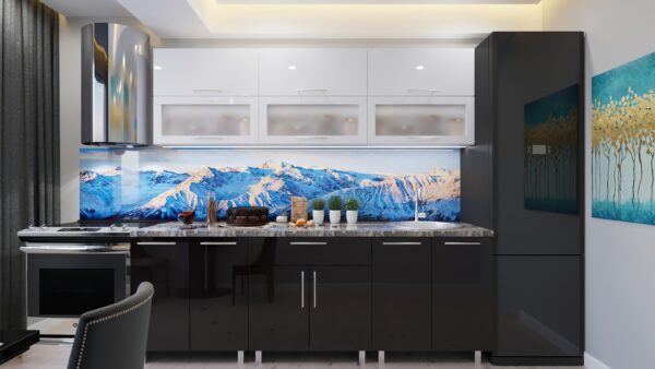 Кухня "Модерн" Стекло 2.4м  с фасадами из глянцевых панелей МДФ (High Gloss)