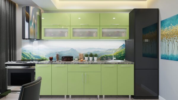 modern-2.4-zel-zel.jpg Кухня "Модерн" Стекло 2.4м  с фасадами из глянцевых панелей МДФ (High Gloss) — изображение 9