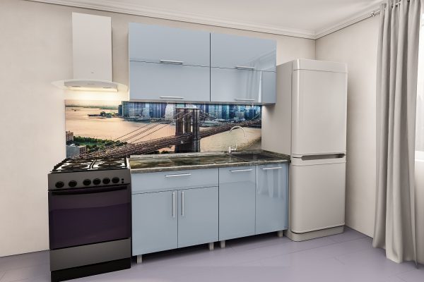 ModerN GREEN Grey MiNI 1 Кухня "Мини Модерн" 1,4м с фасадами из МДФ(глянец) — изображение 3