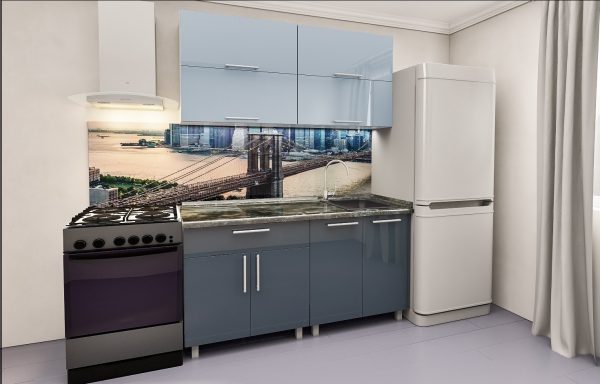 ModerN GREEN Grey MiNI 1 — копия Кухня "Мини Модерн" 1,4м с фасадами из МДФ(глянец) — изображение 1