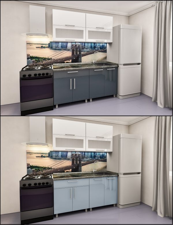 Кухня «Модерн-Мини» со стеклом 1,2м с фасадами из МДФ(глянец) — изображение 2