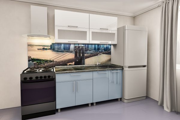 ModerN GREEN Grey MiNI 2 Кухня «Модерн-Мини» со стеклом 1,2м с фасадами из МДФ(глянец) — изображение 1