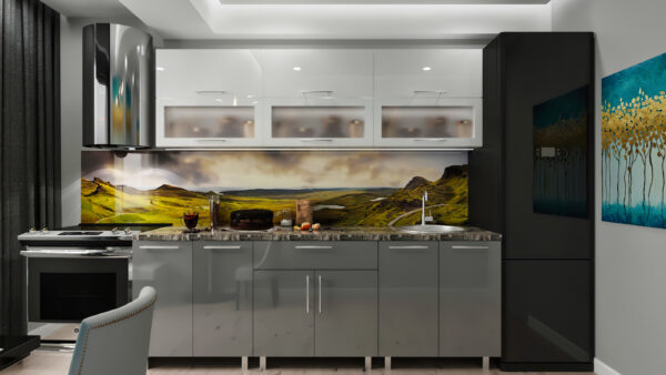 Bucătărie modulară "Modern" Sticlă 2.2m cu fațadă MDF (High Gloss)