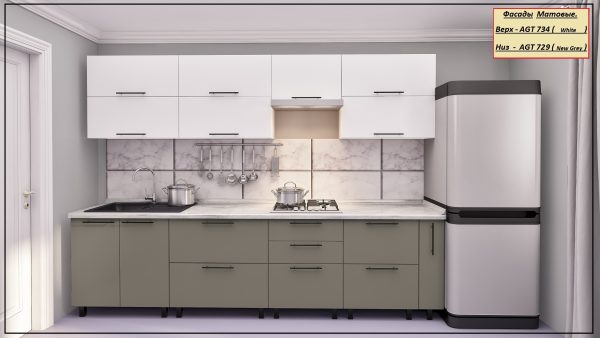 Bucatarie " Quadro "3.0м cu fatade din panouri mate AGT (Trendy Panel). - imagine 3