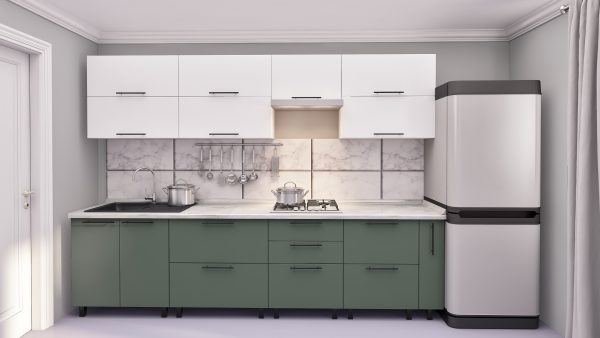 Bucatarie " Quadro "3.0м cu fatade vopsite. Fațadă frezată „Neted”. - imagine 5