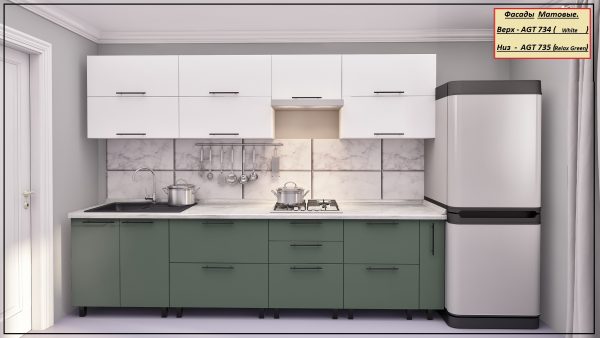 Bucatarie " Quadro "3.0м cu fatade din panouri mate AGT (Trendy Panel). - imagine 4