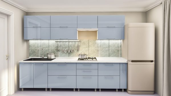 Quadro 3.0 D- AGT Green Grey Bucătărie modulară "Quadro" 3.0m cu fațadă MDF (High Gloss) - imagine 9