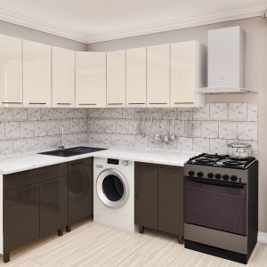 Угловая кухня 1,8х1,8м с фасадами из глянцевых панелей МДФ (High Gloss)
