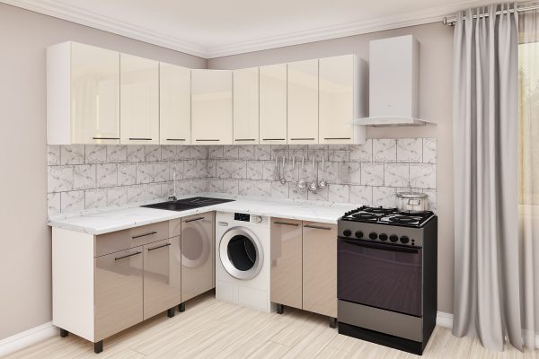 Bucătărie modulară de colț 1.8x1.8m cu fațadă MDF (High Gloss) - imagine 5