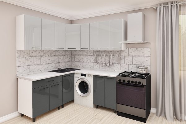 Bucătărie modulară de colț 1.8x1.8m cu fațadă MDF (High Gloss) - imagine 2