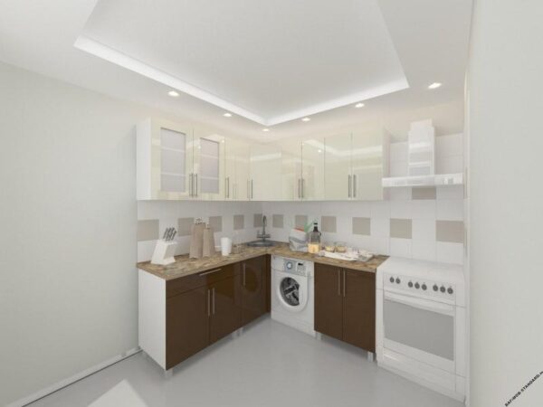 Угловая кухня 1,8х1,8м с фасадами из глянцевых панелей МДФ (High Gloss)