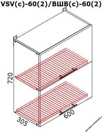 Верхний кухонный шкаф VSV(c)-60(2)/ВШВ(c)-60(2)