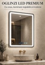 Зеркала LED с часами и подогревом ! (СОВ 320)  ( Высота 80 см )